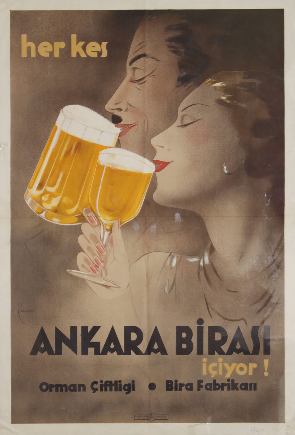 Ankara Birası reklam afişi, 1930'lar.